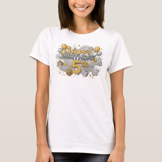 Statement Oranje VERJAARDAG 5DE Aangepast T-shirt (Voorkant)