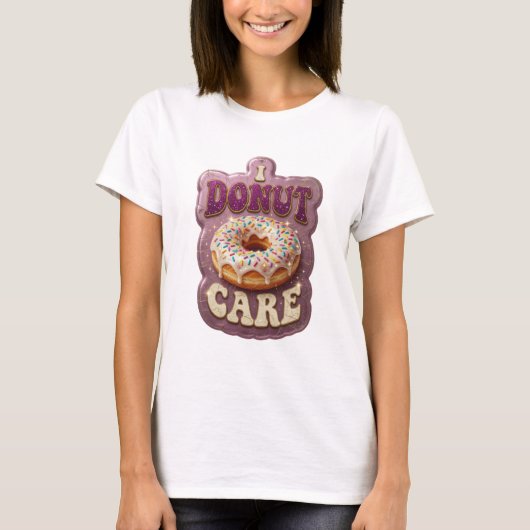 Statement Paarse 'I DONUT CARE' Grafische T-shirt (Voorkant)