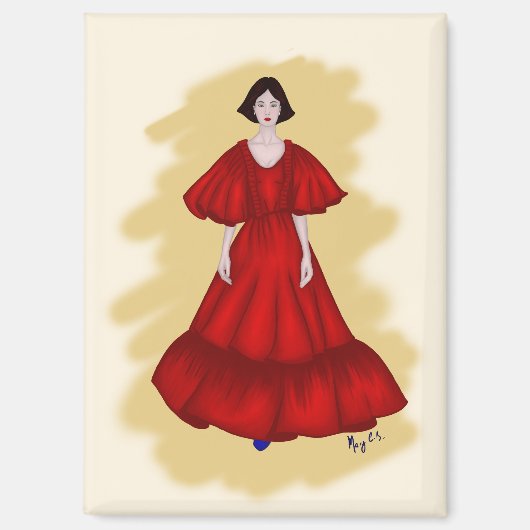 Statement Red Look with Dreamy Yellow Scene Magneet (Voorkant)