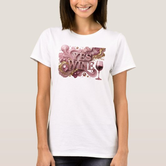 Statement Rood JA WIJN Tekst Ontwerp T-shirt (Voorkant)