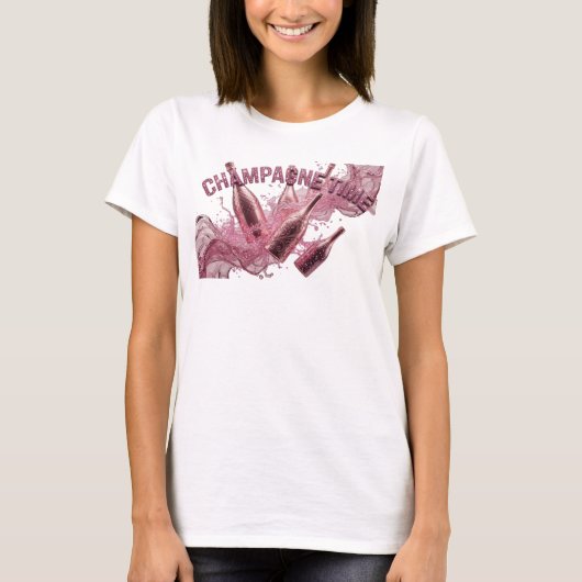 Statement Roze CHAMPAGNE TIJD Grafische T-shirt (Voorkant)
