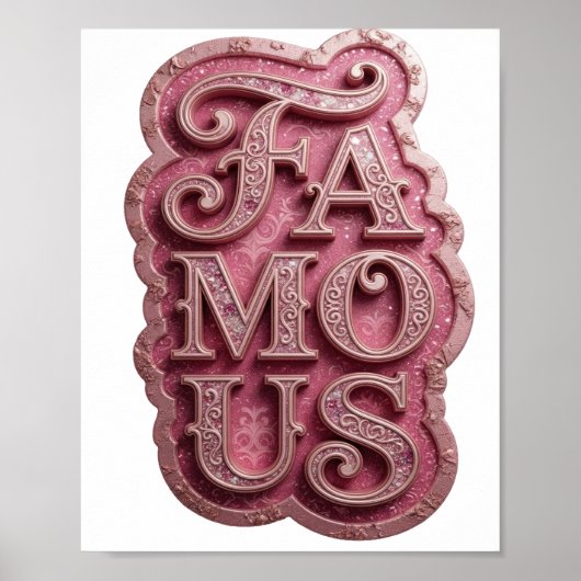 Statement Roze FAMOUS Design Poster (Voorkant)