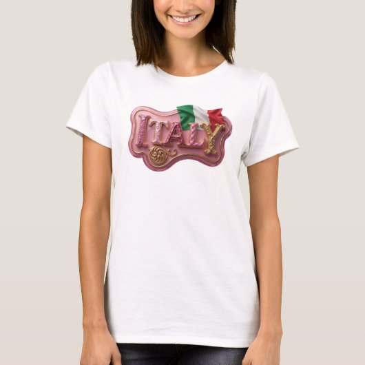 Statement Roze ITALY 3D-tekstkunst T-shirt (Voorkant)