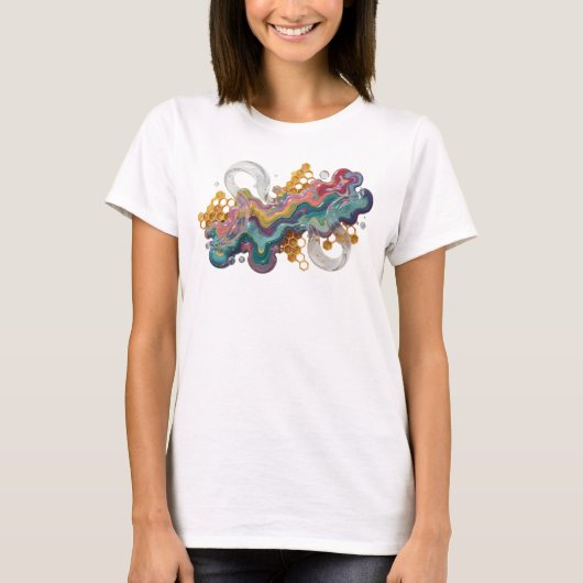 Statement Roze KLEURRIJK ABSTRACTE KUNST Shirt Ont (Voorkant)