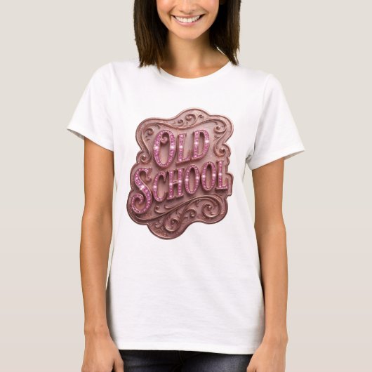 Statement Roze OLD SCHOOL Vet ontwerp T-shirt (Voorkant)