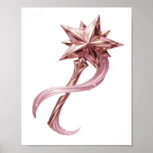 Statement Roze ROSE GOLD STAR WAND Artistiek Motie Poster