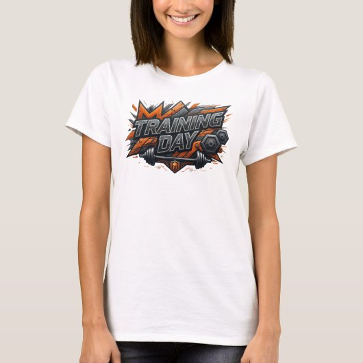 Statement Roze TRAINING DAY Tekst Ontwerp T-shirt (Voorkant)