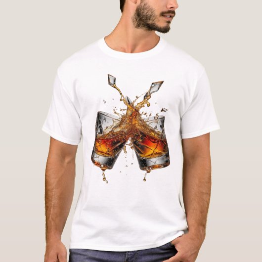Statement Silver WHISKY SPLASH Slogan T-shirt (Voorkant)