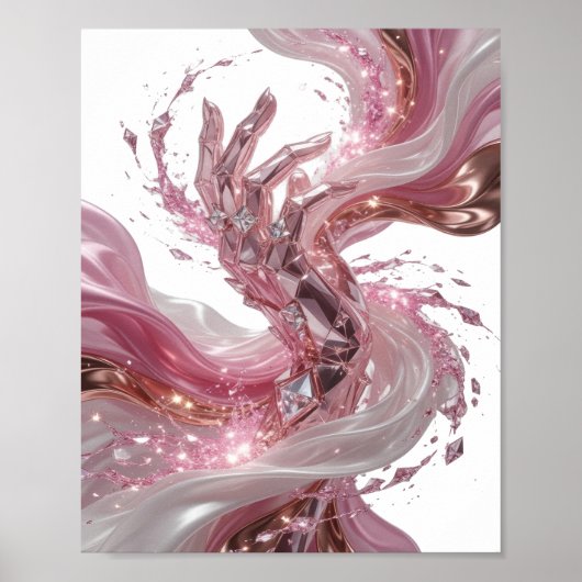 Statement Zilver ABSTRACTE KUNST Kunstprint v3 Poster (Voorkant)