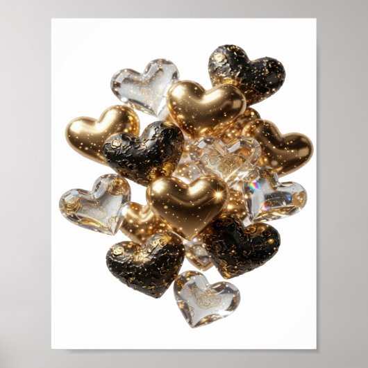 Statement Zilver HARTEN VAN GOUD EN GLAS Poster (Voorkant)