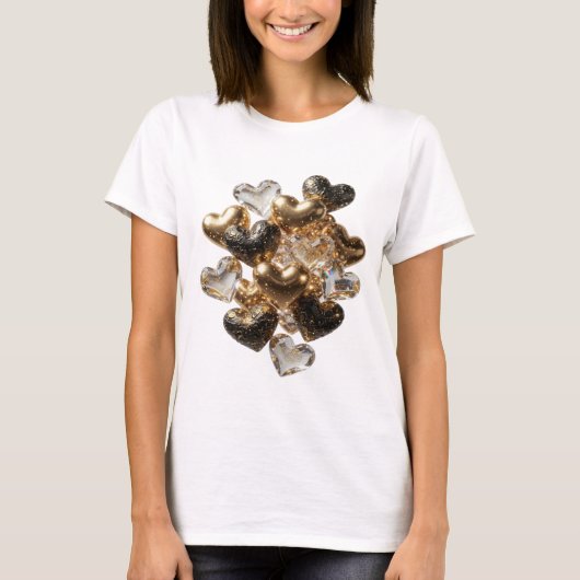 Statement Zilver HARTEN VAN GOUD EN GLAS T-shirt (Voorkant)