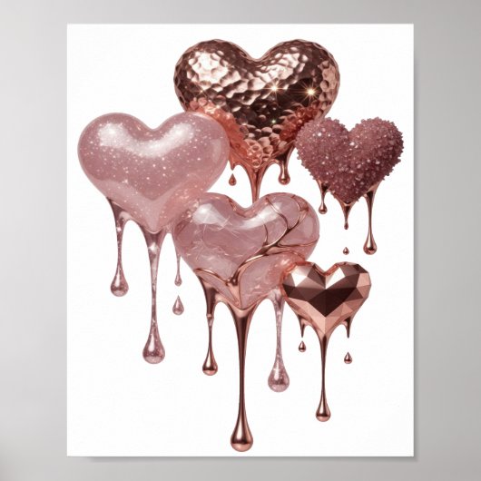 Statement Zilver ROSE GOLD HARTEN Poster (Voorkant)