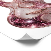 Statement Zilver ROZE GLITTER GITAAR Design Poster (Hoek)