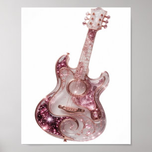Statement Zilver ROZE GLITTER GITAAR Design Poster