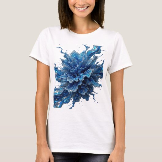 Statement Zilver WATER FLOW Draagbare Kunst T-shirt (Voorkant)