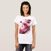 Statement Zilver WATERFALLING ROSES Grafische T-sh T-shirt (Voorkant volledig)