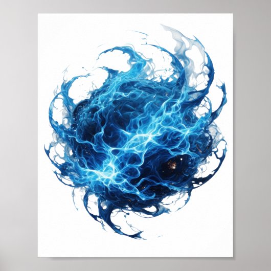 Statement Zilveren BLUE FLAME BALL Stout Design Poster (Voorkant)