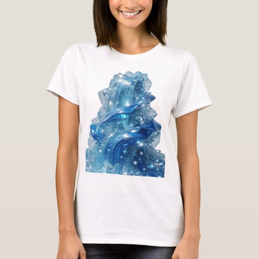 Statement Zilveren BLUE ICE WAVE 3D-tekstkunst T-shirt (Voorkant)