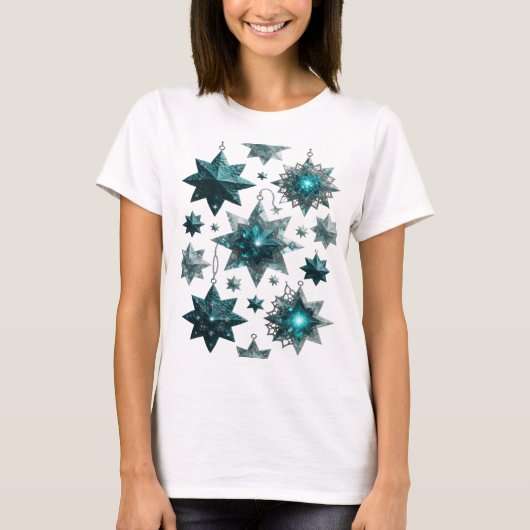 Statement Zilveren BLUE STAR ORNAMENTS Custom T-sh T-shirt (Voorkant)