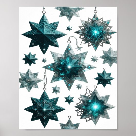 Statement Zilveren BLUE STAR ORNAMENTS Poster (Voorkant)