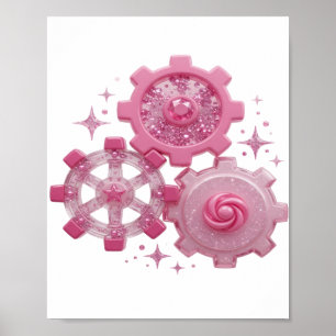 Statement Zilveren TANDWIELEN EN STERREN Ontwerp Poster