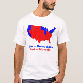 staten Blauw = Democratisch, Rood = Moronisch T-shirt