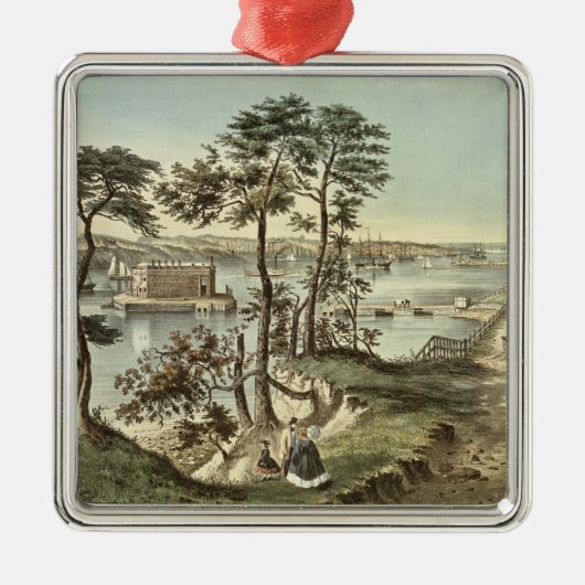 Staten Island en de Narrows van Fort Hamilton Metalen Ornament (Voorkant)