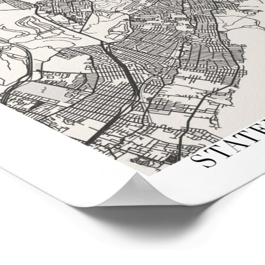 Staten Island New York Boho Arch Street Map Poster (Hoek)