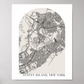 Staten Island New York Boho Arch Street Map Poster (Voorkant)