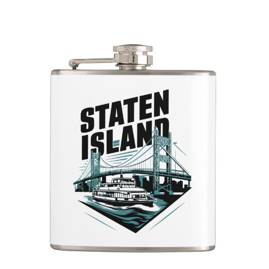 Staten Island New York Veerboot Heupfles (Voorkant)