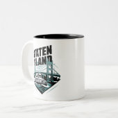Staten Island New York Veerboot Tweekleurige Koffiemok (Voorkant links)