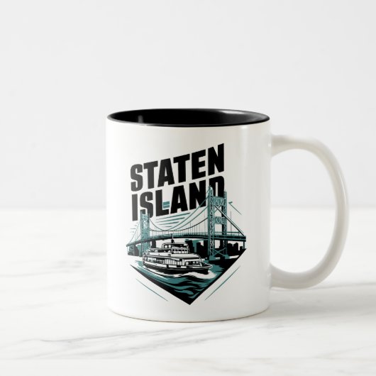 Staten Island New York Veerboot Tweekleurige Koffiemok (Rechts)