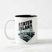Staten Island New York Veerboot Tweekleurige Koffiemok (Links)