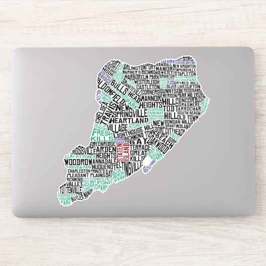 Staten Island New York Word Art Map Sticker (Computer)