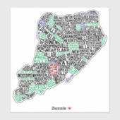 Staten Island New York Word Art Map Sticker (Vel)