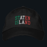 STATEN ISLAND NY Italiaanse kleuren Groen Wit Rood Geborduurde Pet<br><div class="desc">STATEN ISLAND New York Italian Colours Green White Rood geborduurd op zwart pet. Je kunt ook de kleur van het pet kiezen op de hoofdobjectpagina.</div>