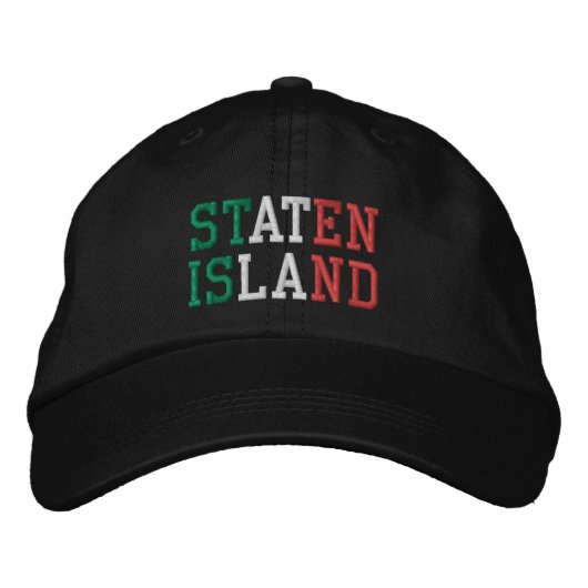 STATEN ISLAND NY Italiaanse kleuren Groen Wit Rood Geborduurde Pet (Voorkant)