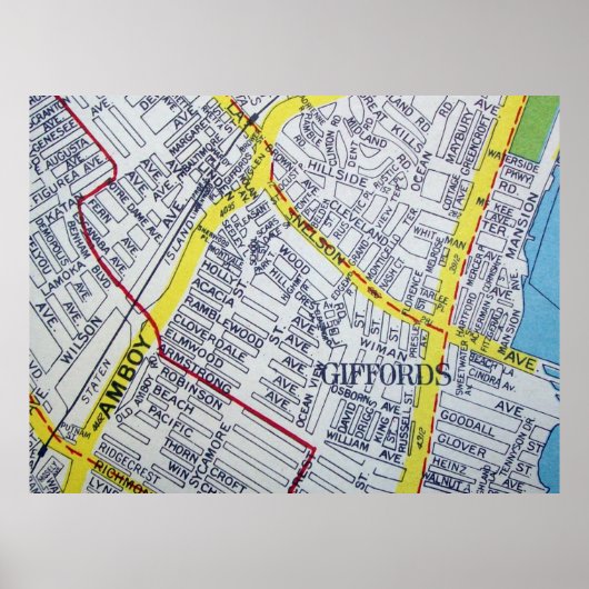 Staten Island, NY  Map Poster (Voorkant)