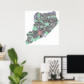 Staten Island Typographic Map, New York City Print (Thuiskantoor)