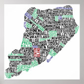 Staten Island Typographic Map, New York City Print (Voorkant)