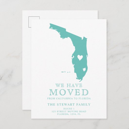 Statenkaart blauwgroen groen hart in beweging aankondigingskaart (Voorkant / Achterkant)