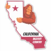 Statenkaart land Californië Bigfoot Sticker (Voorkant)