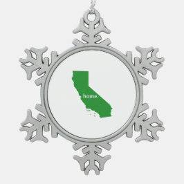Statenkaart thuissilhouette van Californië Tin Sneeuwvlok Ornament