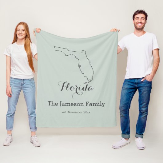 Statenkaart van Florida overzicht van de familie o Fleece Deken (In situ)