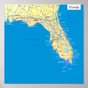 Statenkaart van Florida Poster
