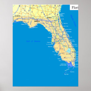 Statenkaart van Florida Poster