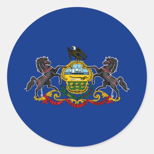 Statenvlag Pennsylvania Ronde Sticker (Voorkant)
