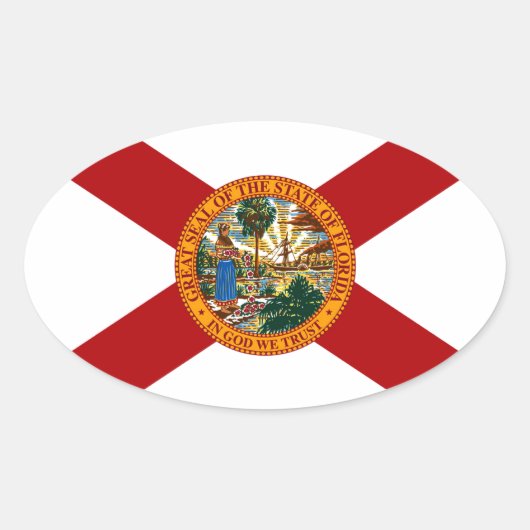 Statenvlag van Florida Ovale Sticker (Voorkant)