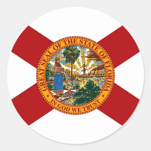 Statenvlag van Florida Ronde Sticker (Voorkant)