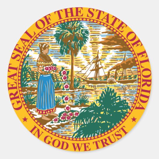 Statenvlag van Florida Ronde Sticker (Voorkant)